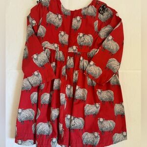 Pink Chicken Red Sheep Print Kids Dress